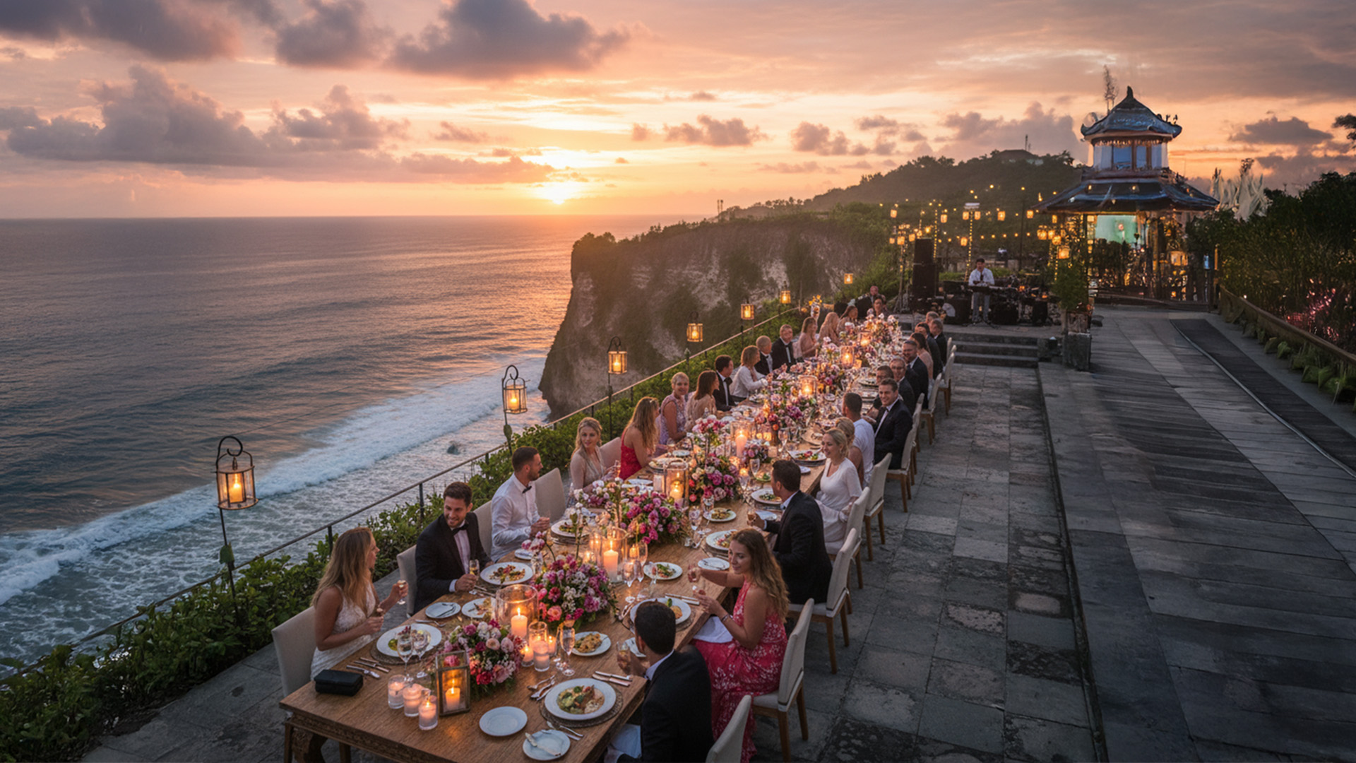 Corporate incentive travel Bali cliff dinner